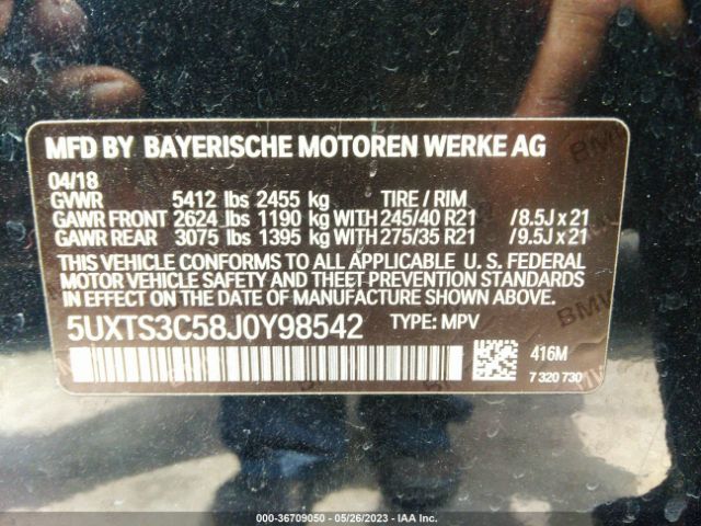 5UXTS3C58J0Y98542 BMW X3 M40i