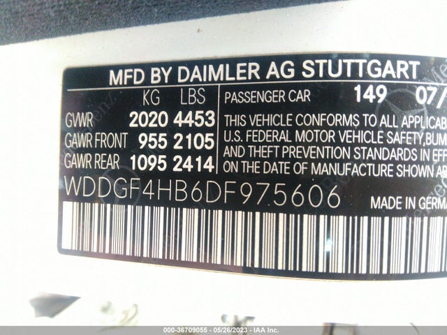 2013 MERCEDES-BENZ C-CLASS C 250 VIN: WDDGF4HB6DF975606
