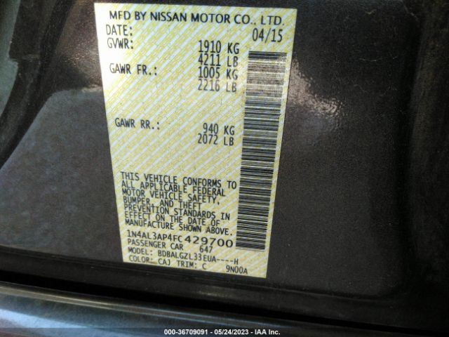 1N4AL3AP4FC429700 Nissan Altima 2.5 S