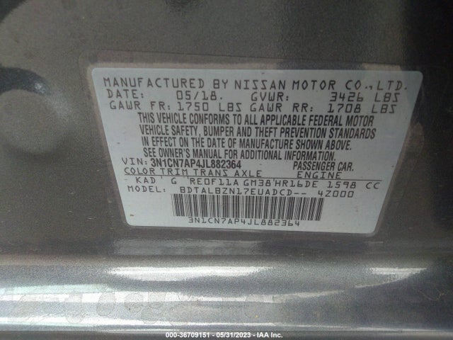 Nissan Versa Sedan Sv 2018 3N1CN7AP4JL882364 Image 10