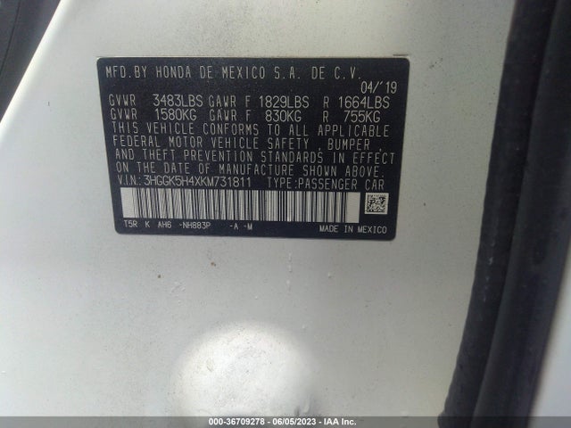 Honda FIT LX 2019 3HGGK5H4XKM731811 Image 9