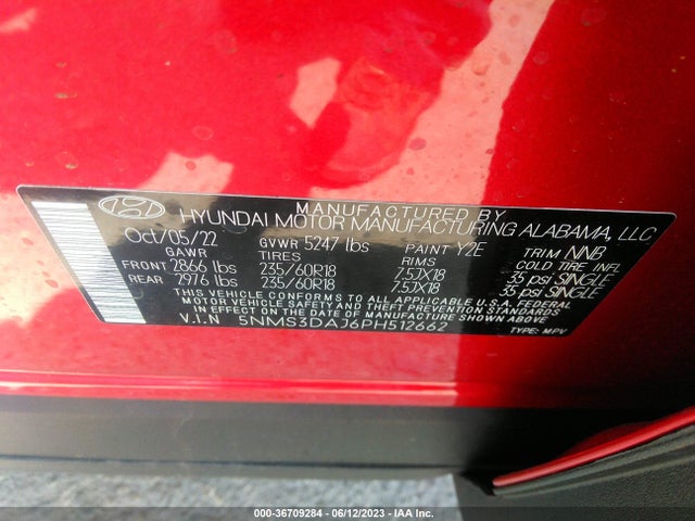 Hyundai Santa Fe Sel 2023 5NMS3DAJ6PH512662 Image 9