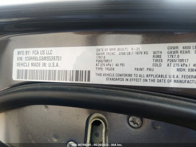 RAM 1500 Classic Slt/warlock 2021 1C6RR6LG6MS539751 Image 11