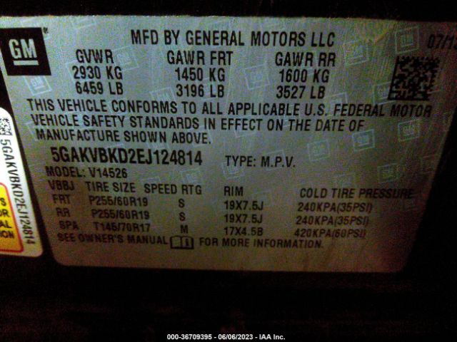 5GAKVBKD2EJ124814 Buick Enclave Leather