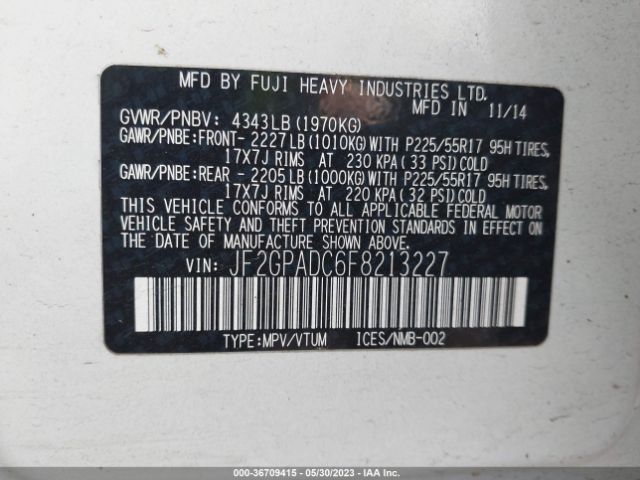 JF2GPADC6F8213227 Subaru Xv Crosstrek Premium
