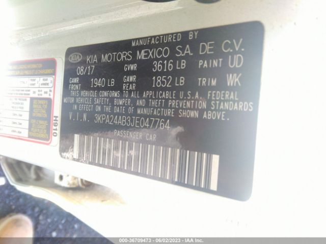 3KPA24AB3JE047764 KIA RIO S