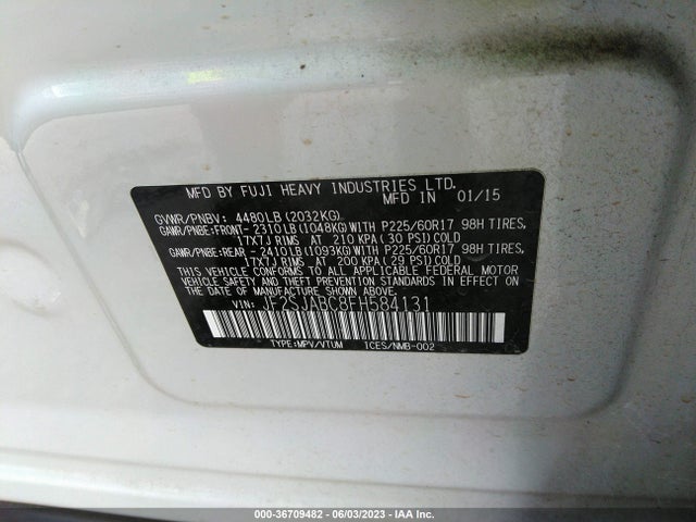2015 SUBARU FORESTER 2.5I VIN: JF2SJABC8FH584131