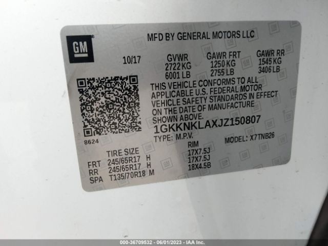 1GKKNKLAXJZ150807 GMC ACADIA SLE