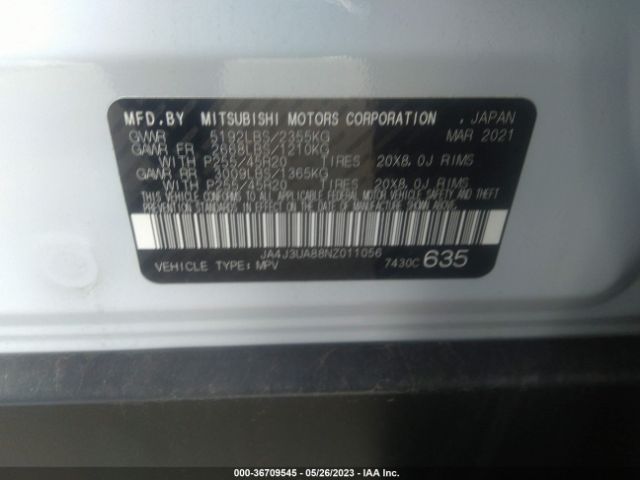 JA4J3UA88NZ011056 Mitsubishi Outlander Se