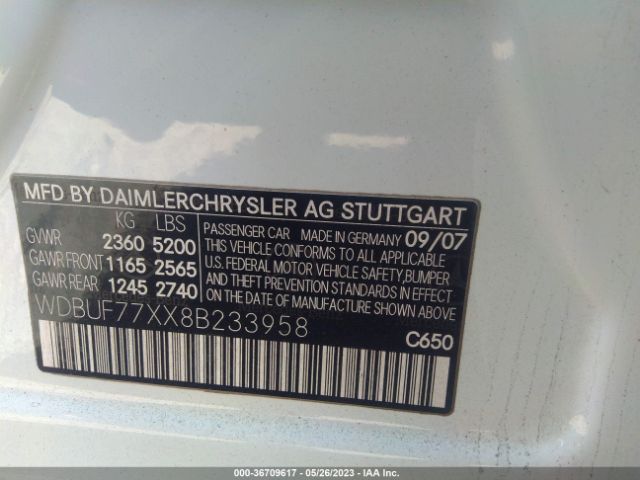 2008 MERCEDES-BENZ E 63 AMG WDBUF77XX8B233958 Photo 8