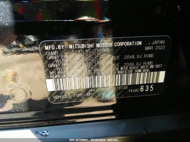 Mitsubishi Outlander Es 2.5 2022 JA4J4TA84NZ073108 Image 9