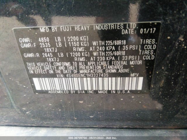 4S4BSENC1H3327435 Subaru Outback Limited