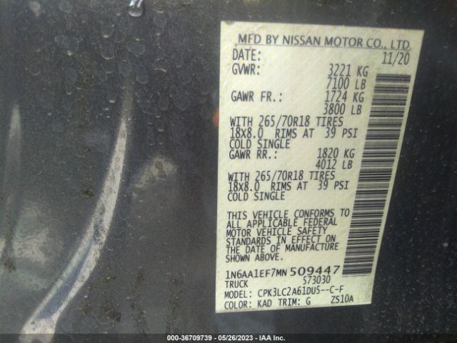 1N6AA1EF7MN509447 Nissan TITAN SV