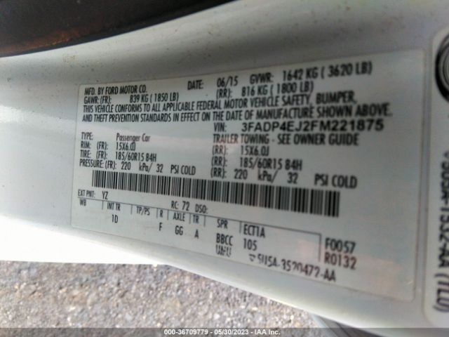 3FADP4EJ2FM221875 Ford FIESTA SE