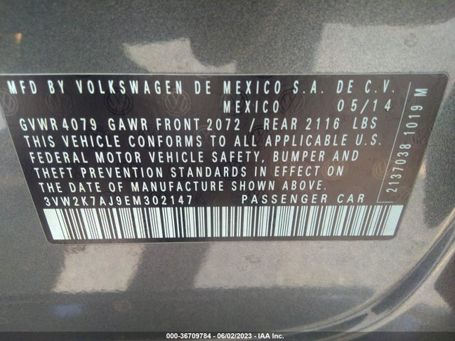 3VW2K7AJ9EM302147 Volkswagen Jetta 2.0l S