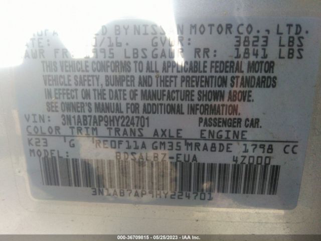 3N1AB7AP9HY224701 Nissan SENTRA S