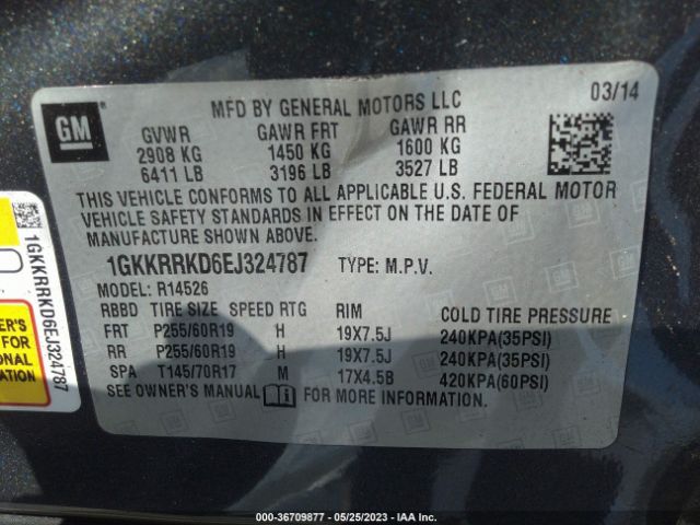 1GKKRRKD6EJ324787 GMC ACADIA SLT