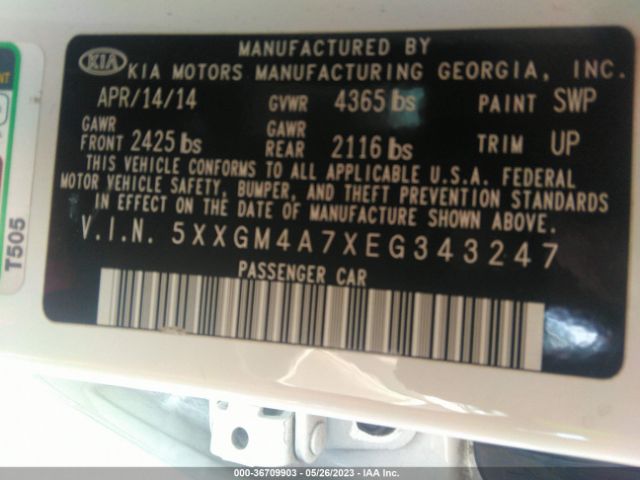 5XXGM4A7XEG343247 KIA Optima Lx