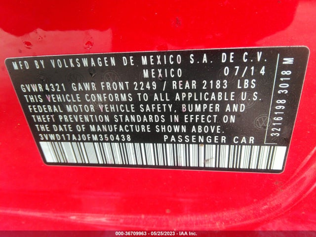 3VWD17AJ0FM350438 Volkswagen Jetta Sedan 1.8t Se