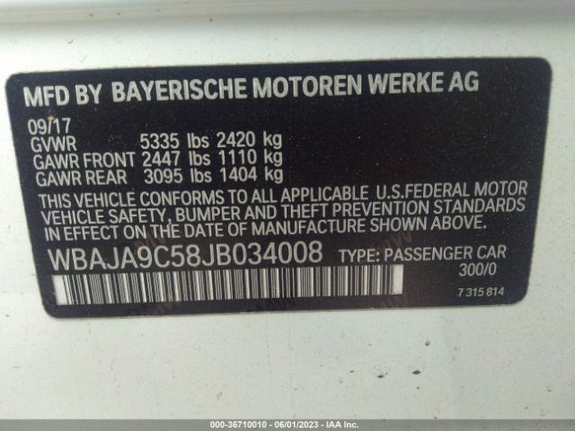 WBAJA9C58JB034008 BMW 5 Series 530e Iperformance