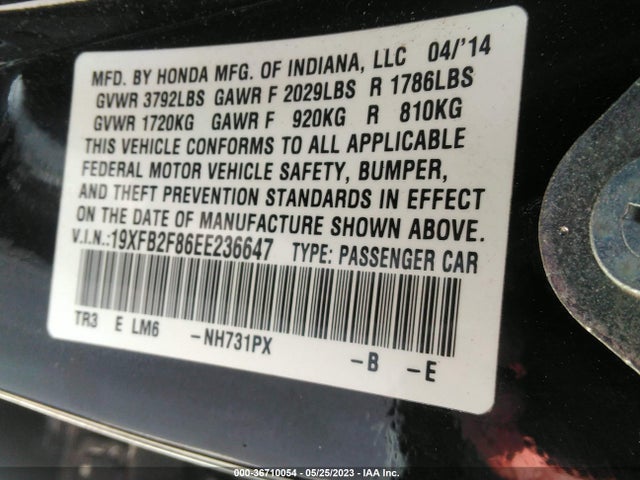 Honda Civic Sedan Ex 2014 19XFB2F86EE236647 Image 10