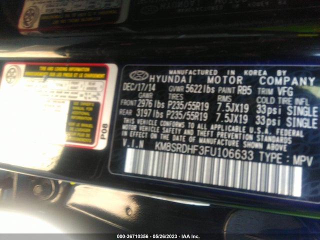 Hyundai Santa Fe Gls 2015 KM8SRDHF3FU106633 Image 11