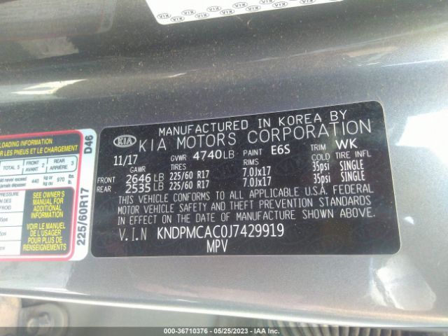 KNDPMCAC0J7429919 KIA Sportage Lx