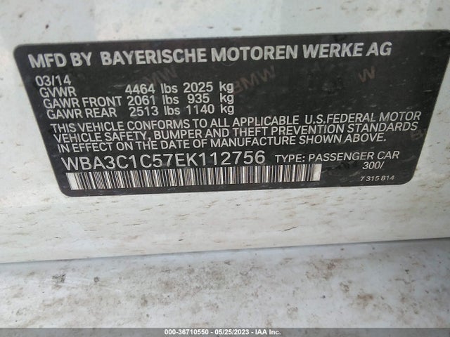 WBA3C1C57EK112756 BMW 3 Series 328i