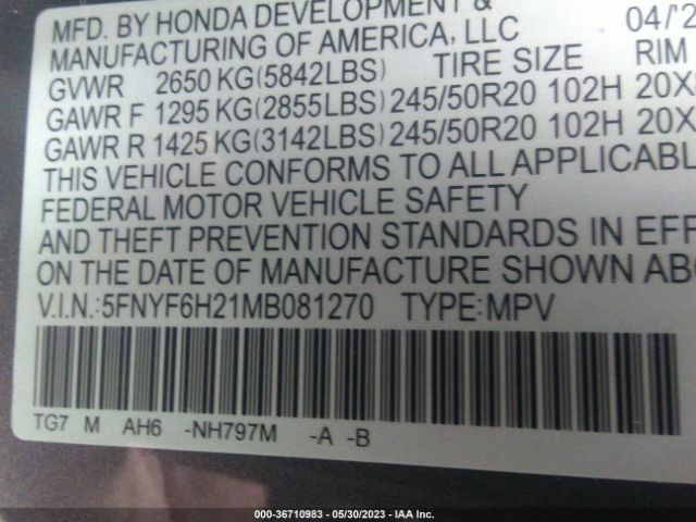 Honda Pilot Special Edition 2021 5FNYF6H21MB081270 Image 9