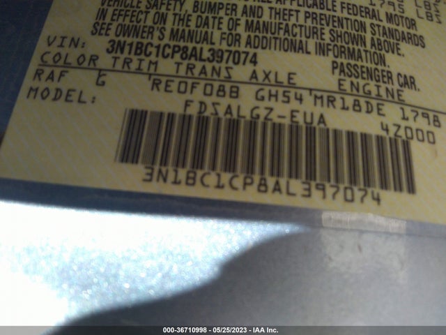 2010 NISSAN VERSA 1.8 SL VIN: 3N1BC1CP8AL397074