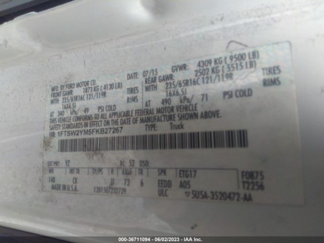 1FTSW2YM5FKB27267 Ford TRANSIT CARGO VAN