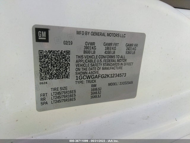 Chevrolet EXPRESS CARGO VAN 2019 1GCWGAFG2K1234573 Image 10