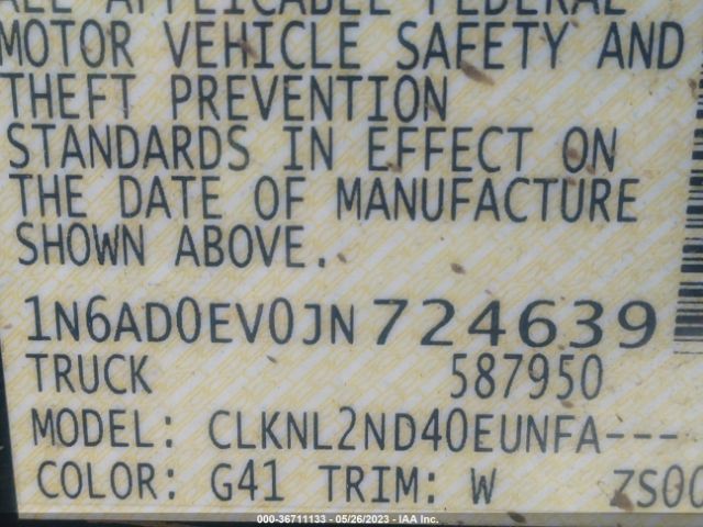1N6AD0EV0JN724639 Nissan Frontier Sv V6