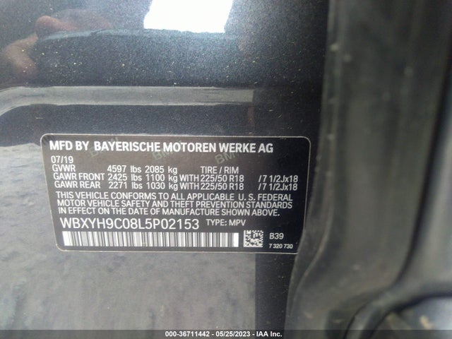 2020 BMW X2, VIN: WBXYH9C08L5P02153