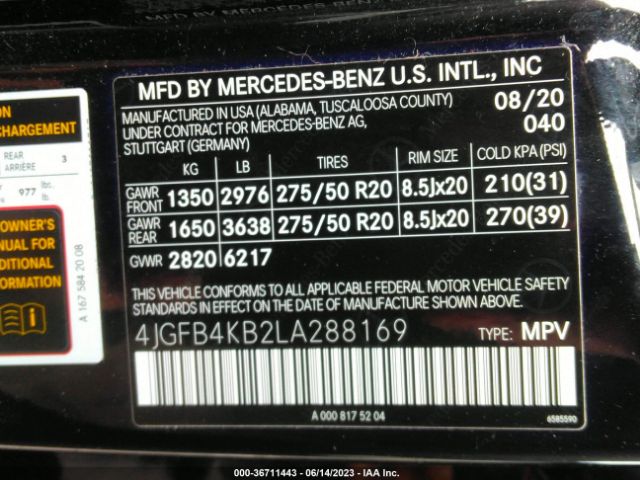 4JGFB4KB2LA288169 Mercedes-Benz Gle Gle 350