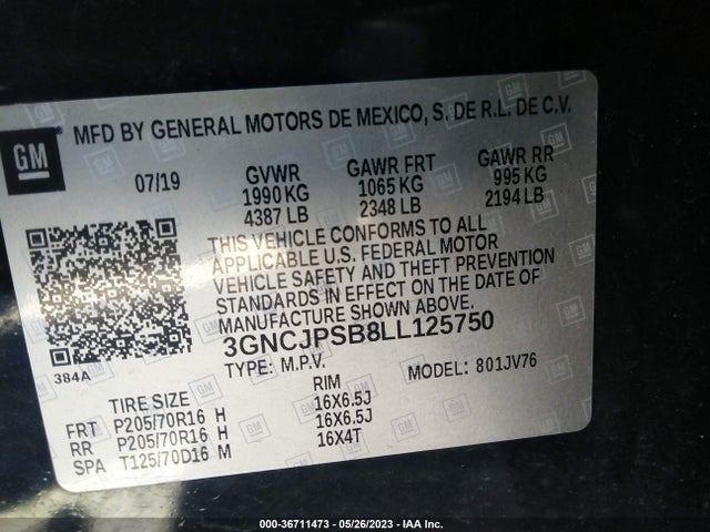 Chevrolet Trax Lt 2020 3GNCJPSB8LL125750 Image 9