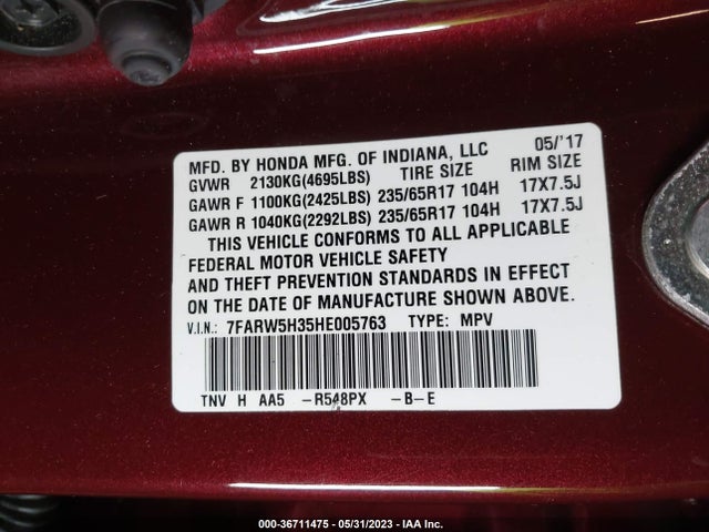 Honda CR-V LX 2017 7FARW5H35HE005763 Image 9