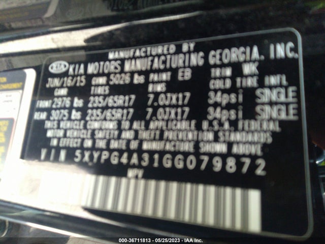 KIA SORENTO LX 2016 5XYPG4A31GG079872 Image 10
