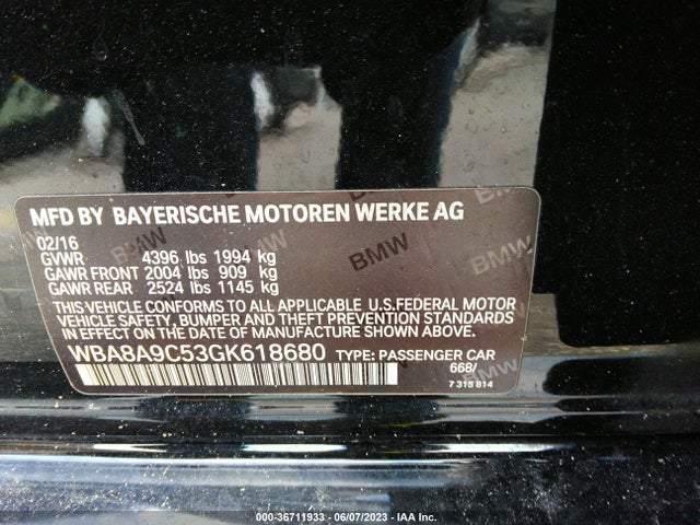 WBA8A9C53GK618680 BMW 3 Series 320i