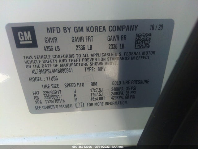 Chevrolet Trailblazer Lt 2021 KL79MPSL4MB080941 Image 9