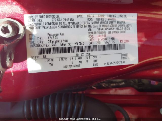 1FADP3H21HL341508 Ford FOCUS SEL