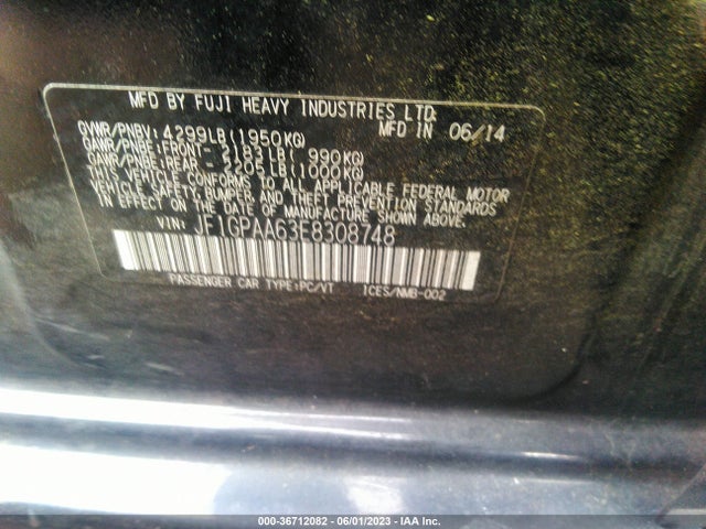 2014 SUBARU IMPREZA WAGON 2.0I VIN: JF1GPAA63E8308748