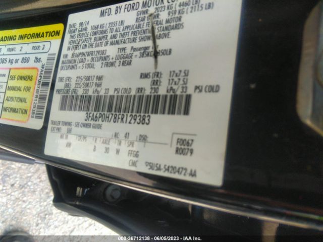 3FA6P0H78FR129383 Ford FUSION SE