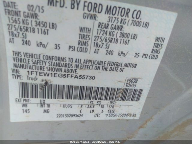 1FTEW1EG5FFA55730 Ford F-150 Xlt/xl/lariat/platinum
