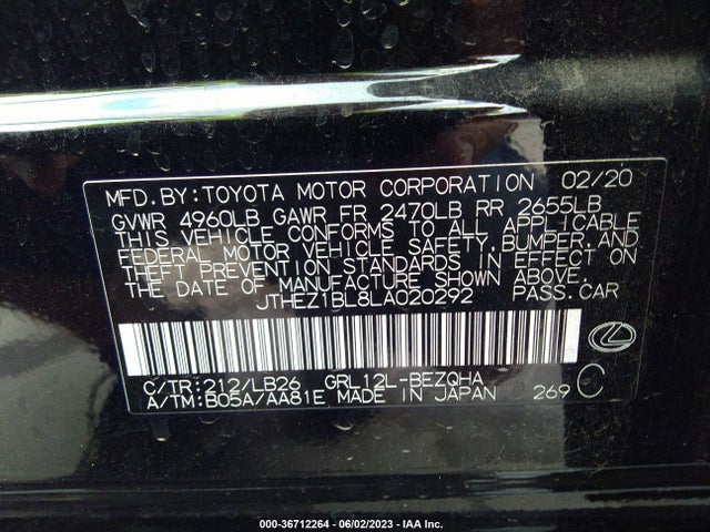 2020 Lexus GS, VIN: JTHEZ1BL8LA020292