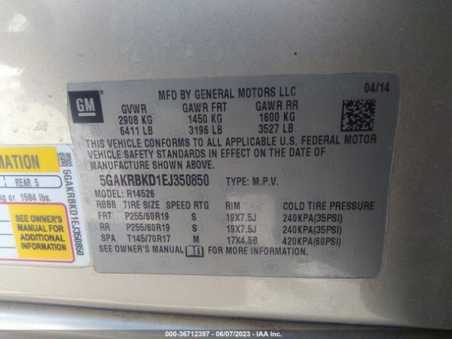5GAKRBKD1EJ350850 Buick Enclave Leather