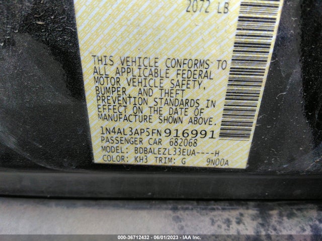 2015 NISSAN ALTIMA 2.5 S VIN: 1N4AL3AP5FN916991