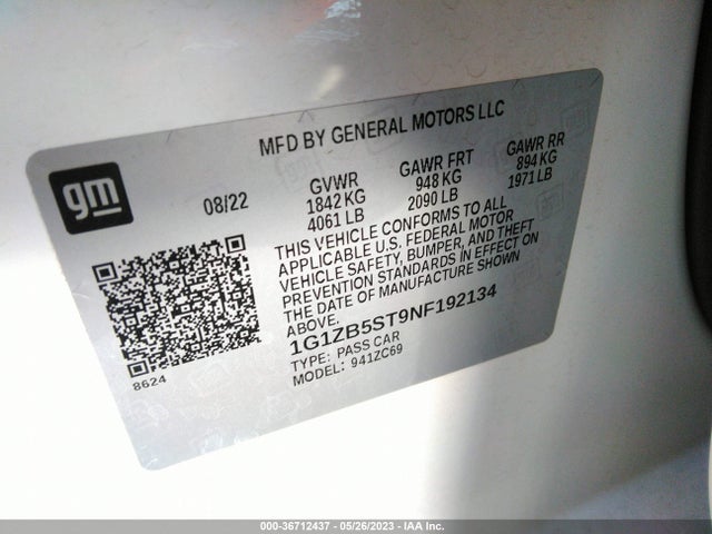 Chevrolet MALIBU LS 2022 1G1ZB5ST9NF192134 Image 9