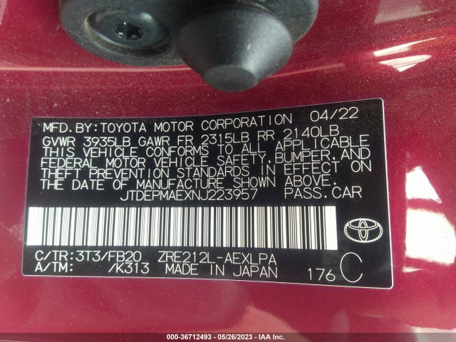Toyota COROLLA LE 2022 JTDEPMAEXNJ223957 Image 11