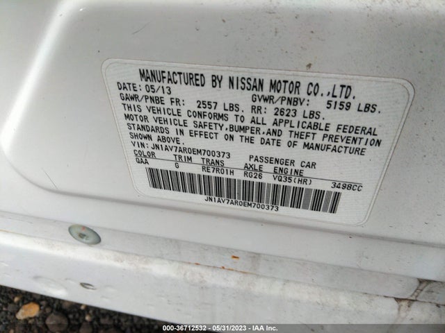 Продаж на аукціоні авто 2014 Infiniti Q50 Hybrid Premium, vin: JN1AV7AR0EM700373, номер лоту: 36712532
